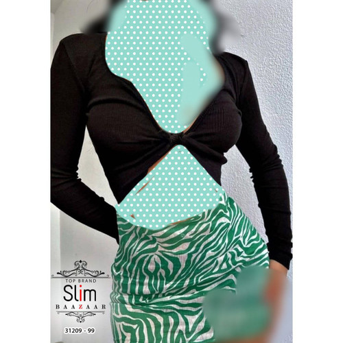 تاپ کراپ نیمتنه گره ای فانریپ کبریتی فری سایز ۳۶ تا ۴۴ تن شیک