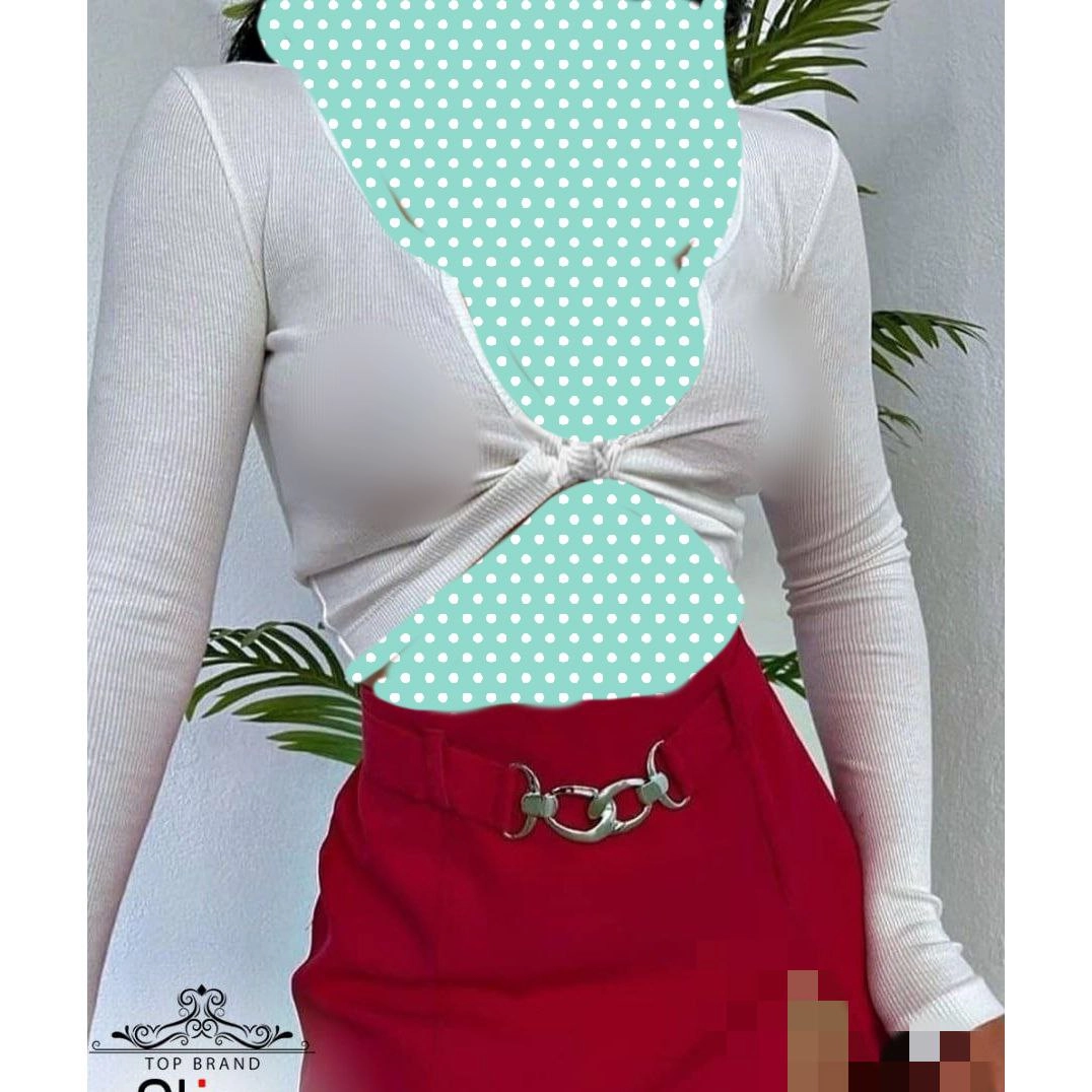 تاپ کراپ نیمتنه گره ای فانریپ کبریتی فری سایز ۳۶ تا ۴۴ تن شیک