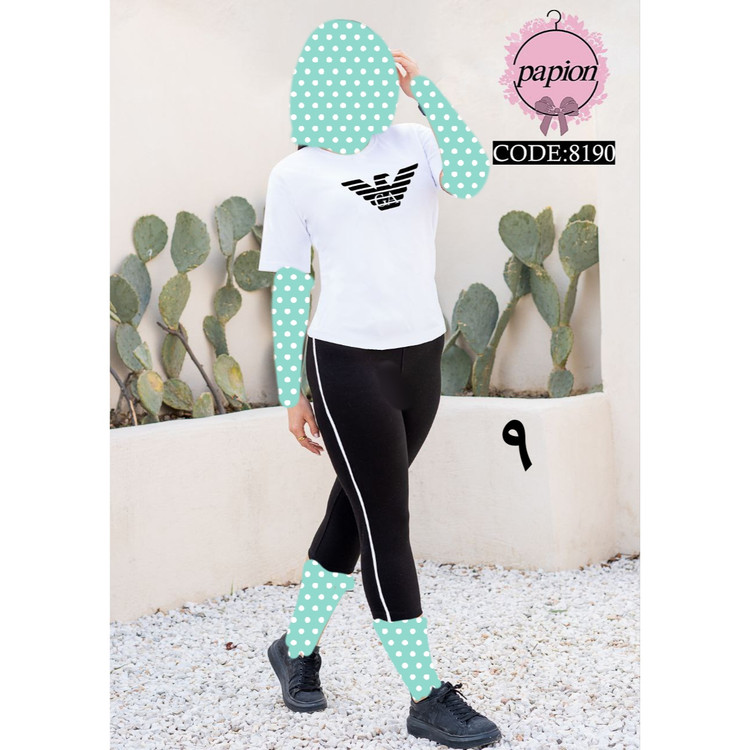 ست تیشرت شلوارک آرمینا پنبه تیپ لاکرا عالی فری سایز ۳۶ تا ۴۲ تن شیک