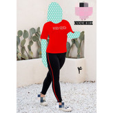 ست تیشرت شلوار زنانه و دخترانه پنبه تیپ لاکرا عالی فری سایز ۳۶ تا ۴۲ تن شیک