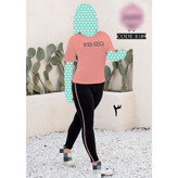 ست تیشرت شلوار زنانه و دخترانه پنبه تیپ لاکرا عالی فری سایز ۳۶ تا ۴۲ تن شیک