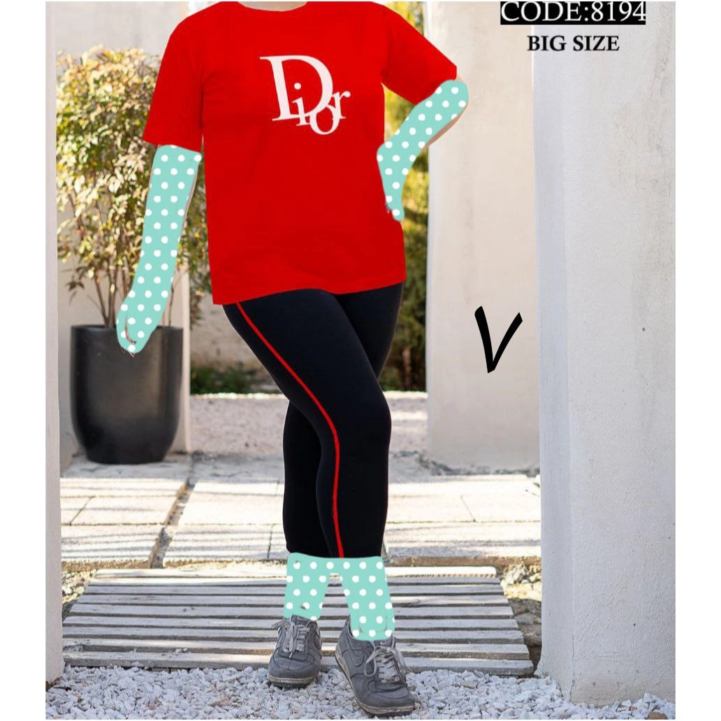 ست تیشرت شلوارک دیور زنانه و دخترانه پنبه تیپ لاکرا عالی بیگ سایز بزرگ فری ۴۴ تا ۵۰ تن شیک