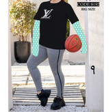 ست تیشرت شلوار اِل وی زنانه و دخترانه پنبه تیپ لاکرا عالی بیگسایز بزرگ فری سایز ۴۴ تا ۵۰ تن شیک