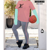 ست تیشرت شلوار اِل وی زنانه و دخترانه پنبه تیپ لاکرا عالی بیگسایز بزرگ فری سایز ۴۴ تا ۵۰ تن شیک