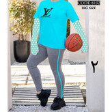 ست تیشرت شلوار اِل وی زنانه و دخترانه پنبه تیپ لاکرا عالی بیگسایز بزرگ فری سایز ۴۴ تا ۵۰ تن شیک