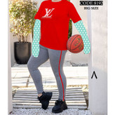 ست تیشرت شلوار اِل وی زنانه و دخترانه پنبه تیپ لاکرا عالی بیگسایز بزرگ فری سایز ۴۴ تا ۵۰ تن شیک