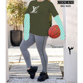 ست تیشرت شلوار اِل وی زنانه و دخترانه پنبه تیپ لاکرا عالی بیگسایز بزرگ فری سایز ۴۴ تا ۵۰ تن شیک