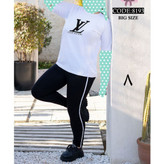 ست تیشرت شلوار اِل وی زنانه و دخترانه پنبه تیپ لاکرا عالی بیگسایز بزرگ فری سایز ۴۴ تا ۵۰ تن شیک