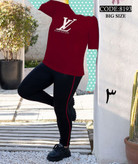 ست تیشرت شلوار اِل وی زنانه و دخترانه پنبه تیپ لاکرا عالی بیگسایز بزرگ فری سایز ۴۴ تا ۵۰ تن شیک