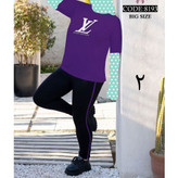 ست تیشرت شلوار اِل وی زنانه و دخترانه پنبه تیپ لاکرا عالی بیگسایز بزرگ فری سایز ۴۴ تا ۵۰ تن شیک