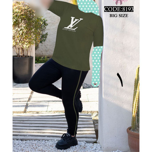 ست تیشرت شلوار اِل وی زنانه و دخترانه پنبه تیپ لاکرا عالی بیگسایز بزرگ فری سایز ۴۴ تا ۵۰ تن شیک