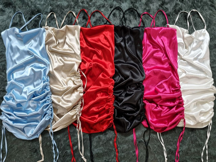 پیراهن مجلسی بغل گتر پشت بندی ساتن فوق العاده عالی فری سایز ۳۶ تا ۴۲ تن شیک