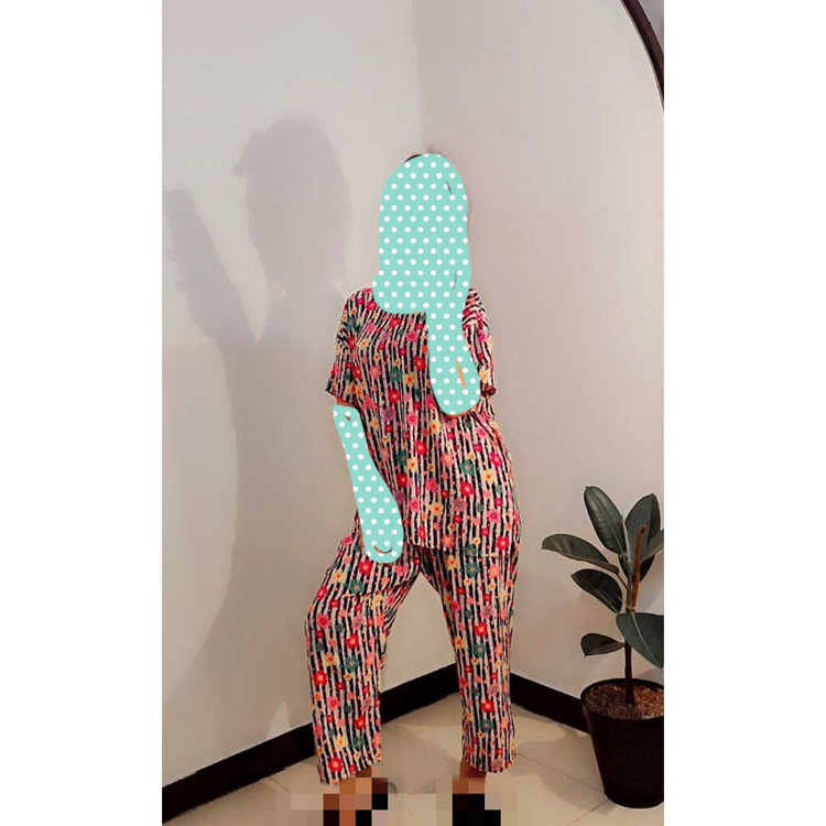 ست شومیز شلوار طرحدار سوپر بسیار خنک و عالی فری سایز ۴۶ تا ۵۶ تن شیک