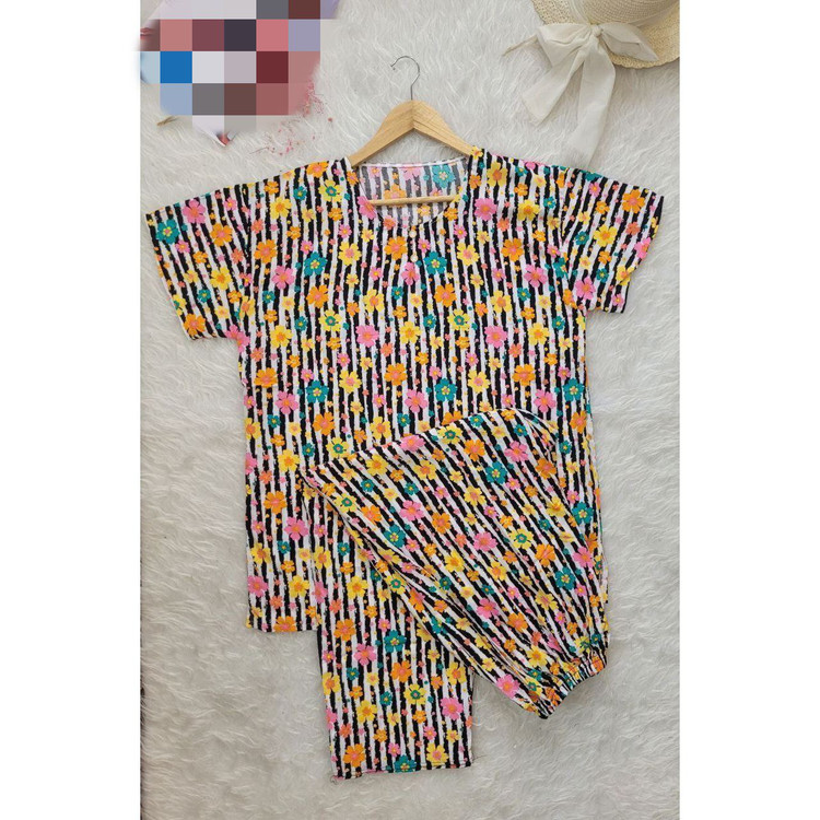 ست شومیز شلوار طرحدار سوپر بسیار خنک و عالی فری سایز ۴۶ تا ۵۶ تن شیک