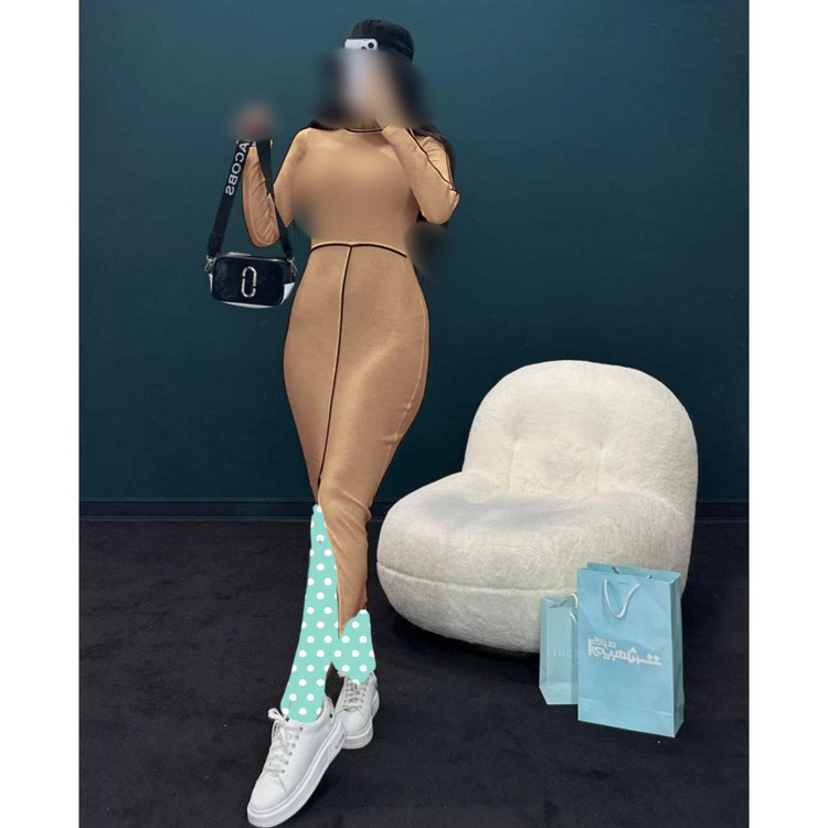 پیراهن ماکسی چاکدار فانریپ کبریتی مغزی دوزی چرم فری سایز 36 تا 44 تن شیک