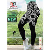 شلوار لگ ورزشی طرحدار تنخوری بسیار زیبا فلامنت فول لاکرا کمر ۱۰ سانتی در ۲ سایز بندی تن شیک