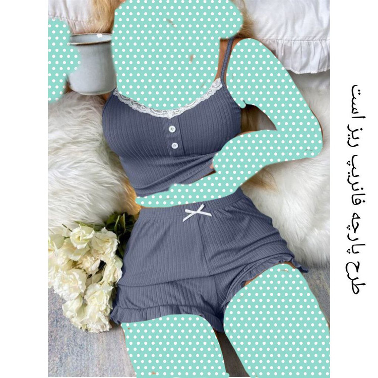 ست تاپ کراپ نیمتنه شورتک فشن فانریپ پنبه کبریتی فری سایز 38 تا 42 تن شیک