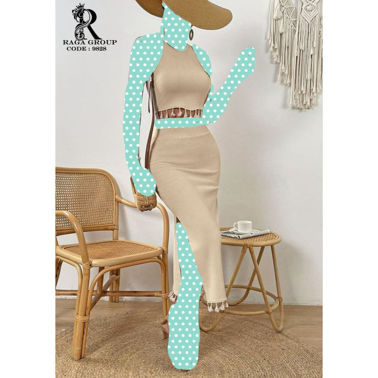 کراپ نیمتنه دامن منگوله دار مراکشی بیسکوییتی فری سایز ۳۸ تا ۴۴ تن شیک