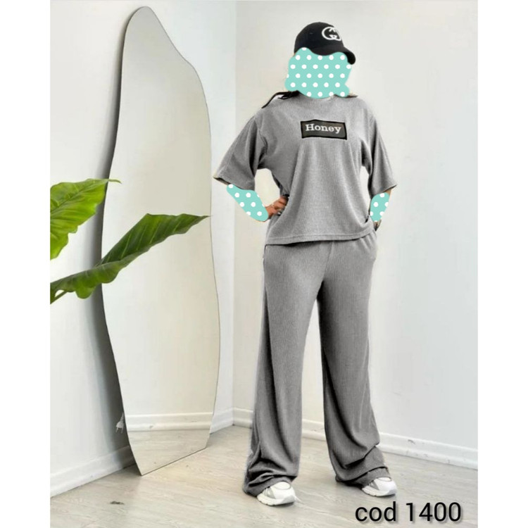 ست تیشرت بلوز شلوار فشن بیسکوییتی عالی فری سایز ۳۸ تا ۴۴ تن شیک