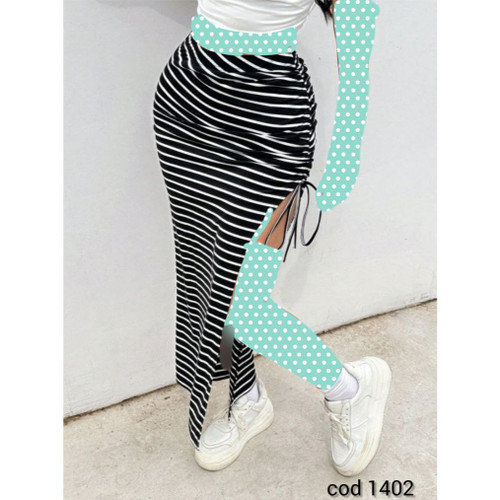 دامن راه راه سفید مشکی گتردار فشن میکرو فلامنت قد ۹۰ فری سایز ۳۸ تا ۴۲ تن شیک