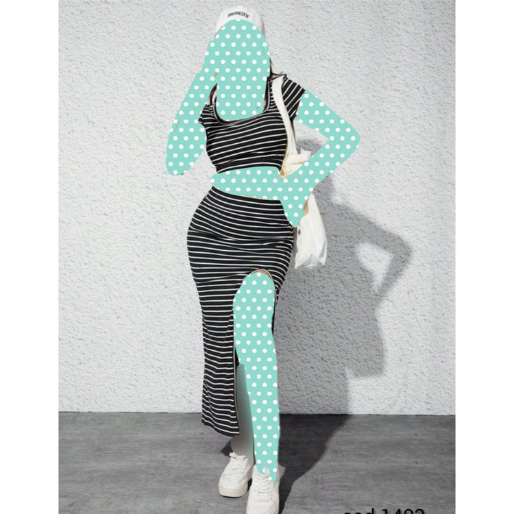 کراپ نیمتنه دامن بلند چاکدار راه راه میکرو فلامنت فری سایز ۳۸ تا ۴۲ تن شیک