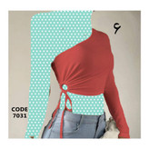 کراپ تاپ نیمتنه بغل گره ای فانریپ پنبه عالی فری سایز 36 تا 42 تن شیک