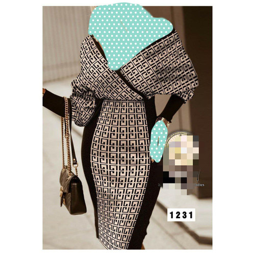 پیراهن تونیک مجلسی طرحدار کرپ غواصی ( فلامنت ) فری سایز ۳۸ تا ۴۲ تن شیک