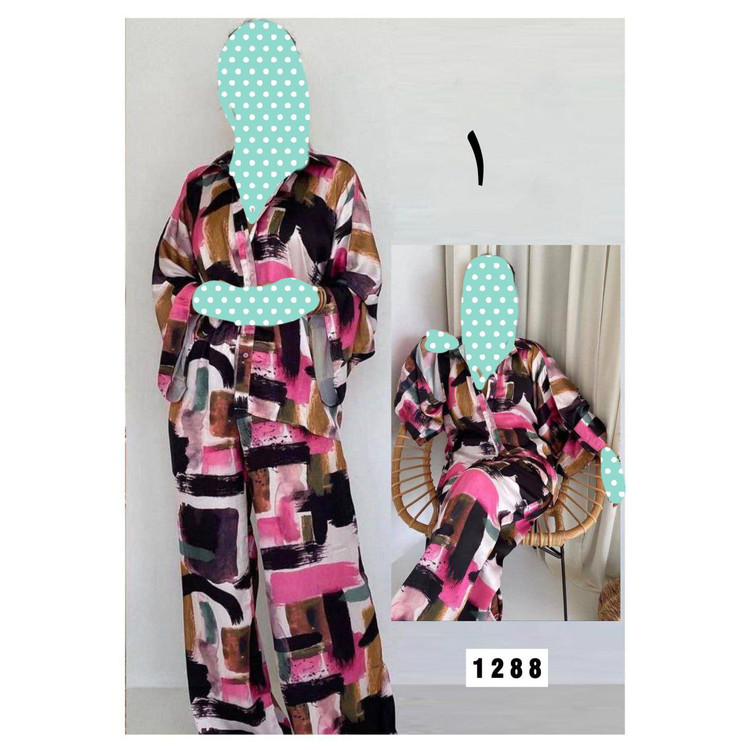 ست شومیز شلوار بوگاتی نخی شبیه حریر فری سایز ۳۸ تا ۴۲ تن شیک