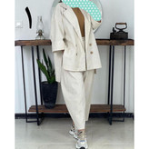 ست مانتو کت شلوار لنین نچرال فری سایز ۳۸ تا ۴۴ تن شیک