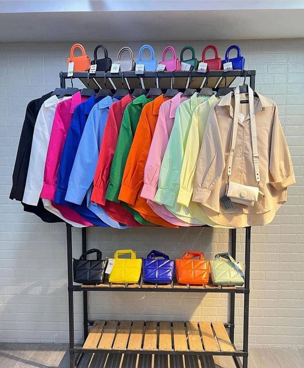 شومیز مانتویی یقه خرگوشی دکمه دار داکرون پنبه قد ۸۰ فری ۳۶ تا ۴۶ تن شیک