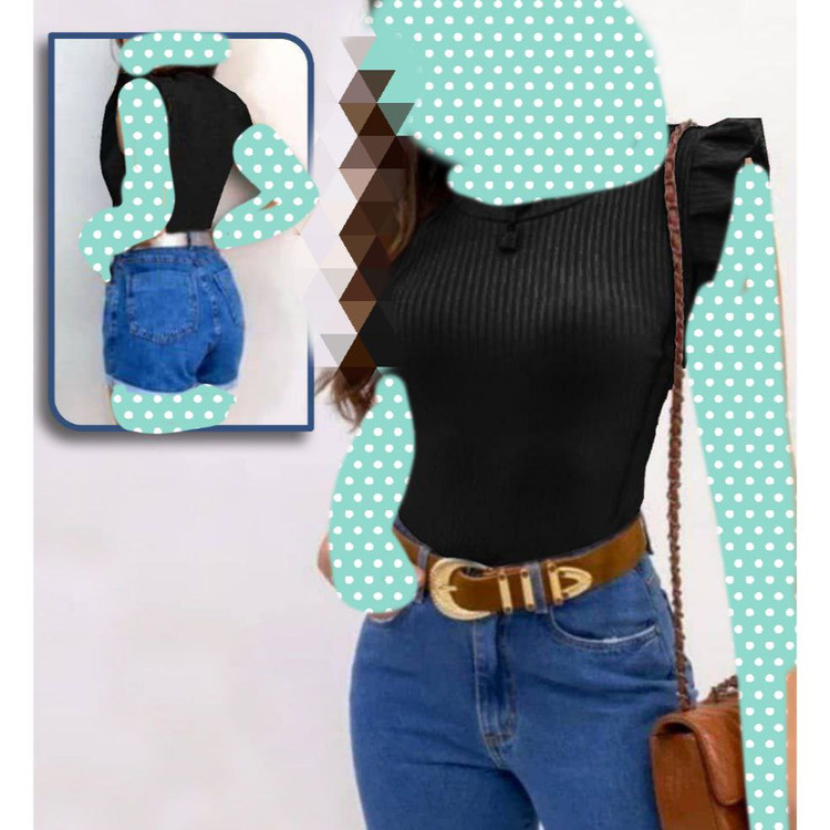 بادی فیت استایل سرشانه چیندار قزن دار فانریپ کش بافت فری سایز ۳۶ تا ۴۴ تن شیک