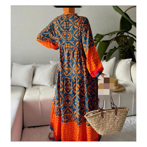 پیراهن بلند ساحلی طرحدار مدل ترنج پوپلین فری سایز ۳۶ تا ۴۶ تن شیک