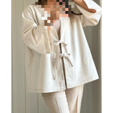 مانتو کت لینن جلوبند دار قد ۷۰ فری سایز ۳۸ تا ۴۴ تن شیک