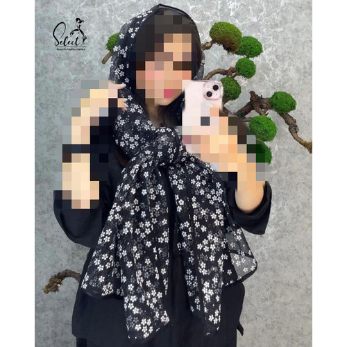 شال توری شکوفه برجسته دورگان قواره ۷۰ × ۲۰۰ تن شیک