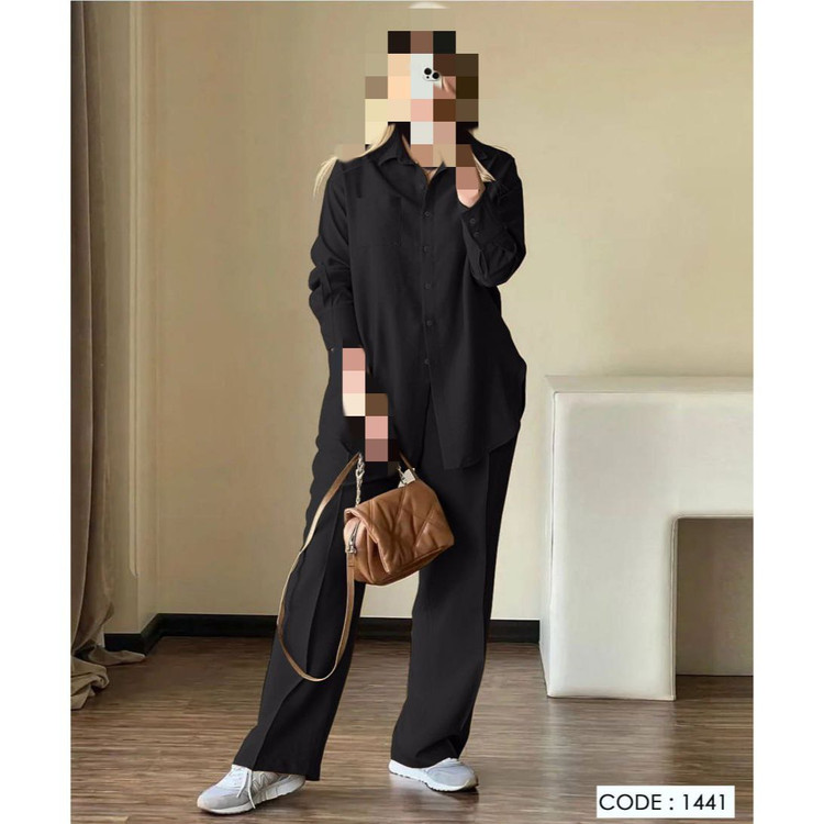 ست مانتو شومیز شلوار کرپ کش فری سایز ۳۸ تا ۴۲ تن شیک