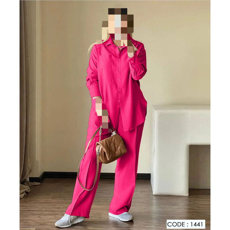 ست مانتو شومیز شلوار کرپ کش فری سایز ۳۸ تا ۴۲ تن شیک