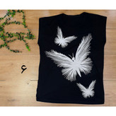 تاپ تک مشکی چاپی و نگین کاری ویسکوز بیگ سایز بزرگ قد ۶۷ فری سایز ۴۰ تا ۵۲ تن شیک