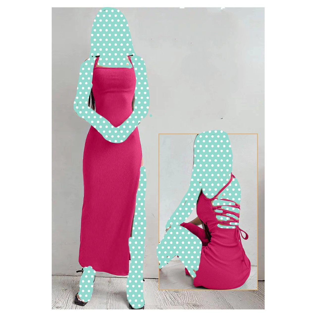 تونیک پیراهن پشت بندی چاکدار فانریپ فری سایز 36 تا 42 تن شیک