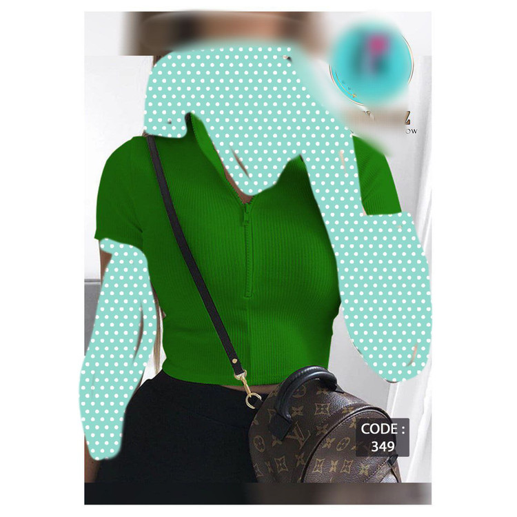 نیمتنه کراپ تک زیپدار زیپ رنگ لباس فانریپ فری سایز 36 تا 42 تن شیک