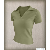 تیشرت کراپ یقه دار فانریپ کبریتی قد 50 فری سایز 36 تا 42 تن شیک