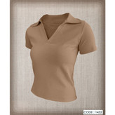 تیشرت کراپ یقه دار فانریپ کبریتی قد 50 فری سایز 36 تا 42 تن شیک