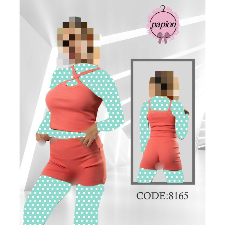 ست کراپ نیمتنه شورتک فانریپ پنبه عالی فری سایز 36 تا 42 تن شیک