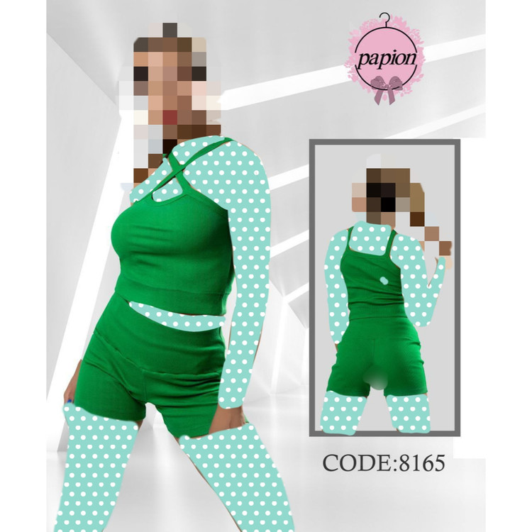 ست کراپ نیمتنه شورتک فانریپ پنبه عالی فری سایز 36 تا 42 تن شیک