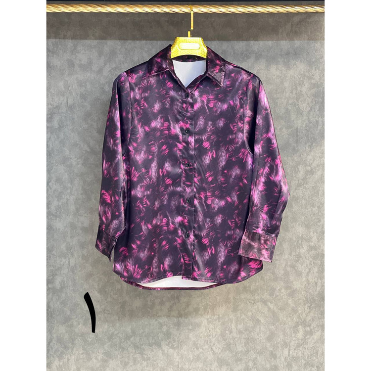 شومیز ساتن طرحدار اِل ایکس LX قد حدود ۷۰ فری سایز ۳۸ تا ۴۴ تن شیک