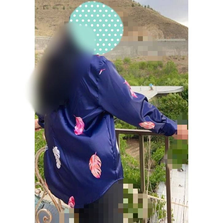 شومیز ساتن طرحدار اِل ایکس LX قد حدود ۷۰ فری سایز ۳۸ تا ۴۴ تن شیک