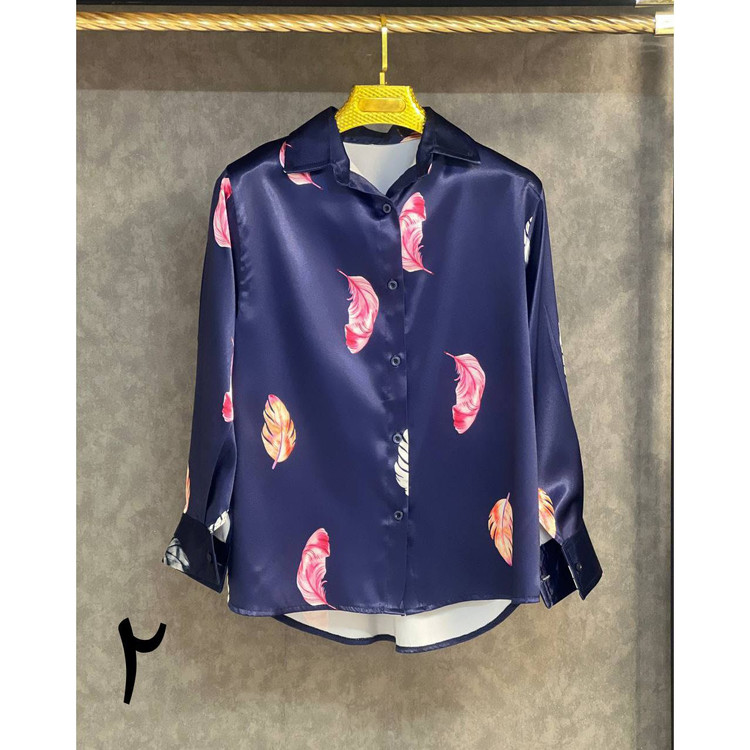 شومیز ساتن طرحدار اِل ایکس LX قد حدود ۷۰ فری سایز ۳۸ تا ۴۴ تن شیک