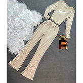 ست کراپ نیمتنه شلوار نایک فانریپ پنبه کبریتی فری سایز ۳۶ تا ۴۲ تن شیک