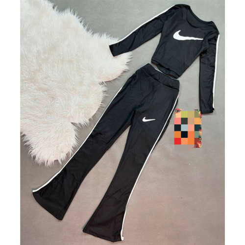 ست کراپ نیمتنه شلوار نایک فانریپ پنبه کبریتی فری سایز ۳۶ تا ۴۲ تن شیک