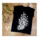 تاپ تک مشکی چاپی و نگین کاری ویسکوز بیگ سایز بزرگ قد ۶۷ فری سایز ۴۰ تا ۵۲ تن شیک