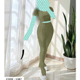 ست کراپ نیمتنه شلوار دمپا چاک رگه دوزی فانریپ کبریتی فری سایز 36 تا 42 تن شیک